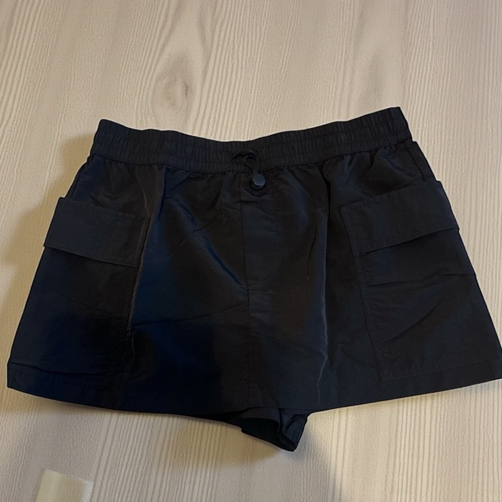 ZARA Black Skort Shorts Elastic Waist Pockets Size S